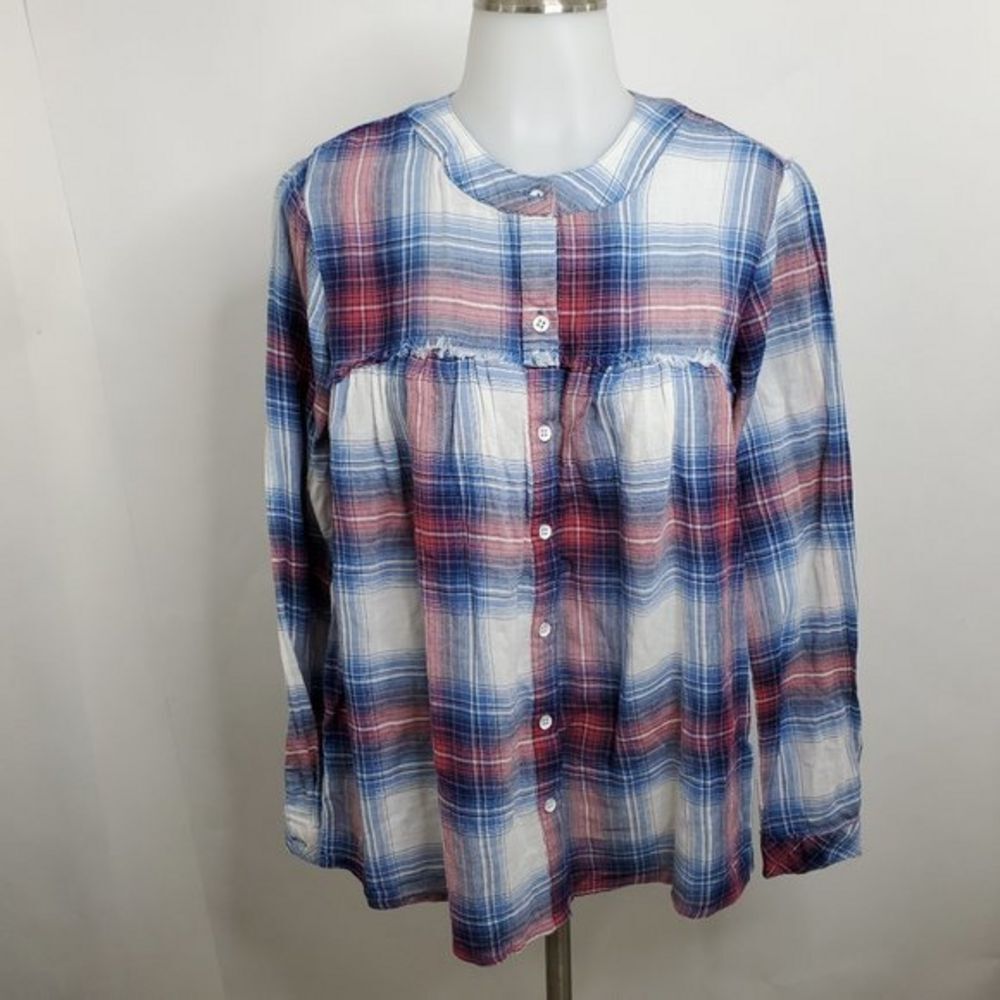 Catherine Malandrino Top XS Plaid Button Western C